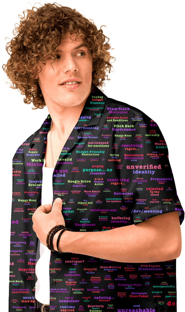 WORDIAC Hawaiian shirt — model view